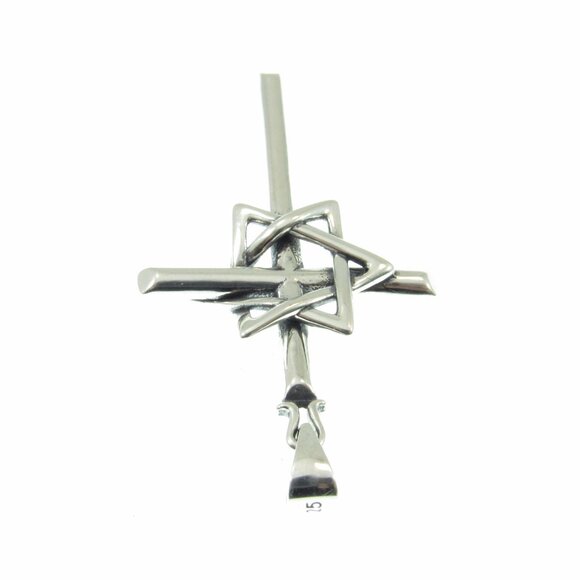 Solid 925 Sterling Silver Interwoven Star of David on Christian Cross Pendant - Picture 9 of 11